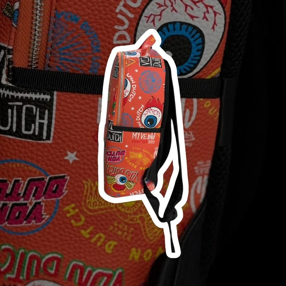 New Von Dutch‎ Orange Eye Print Mini Backpack Bag